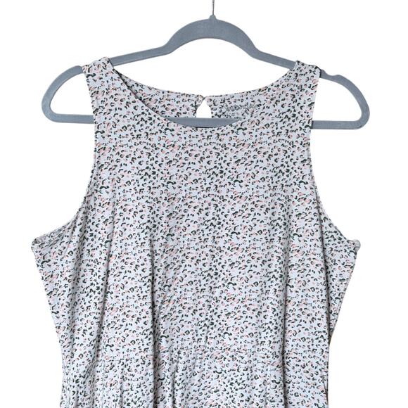 Pact organic cotton fit and flare white pink green micro leopard print dress XL - Picture 4 of 6